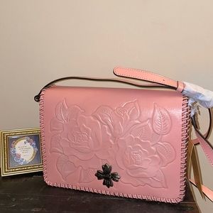 Patricia Nash Rose Tooled Vintage Mabilia Flap Crossbody